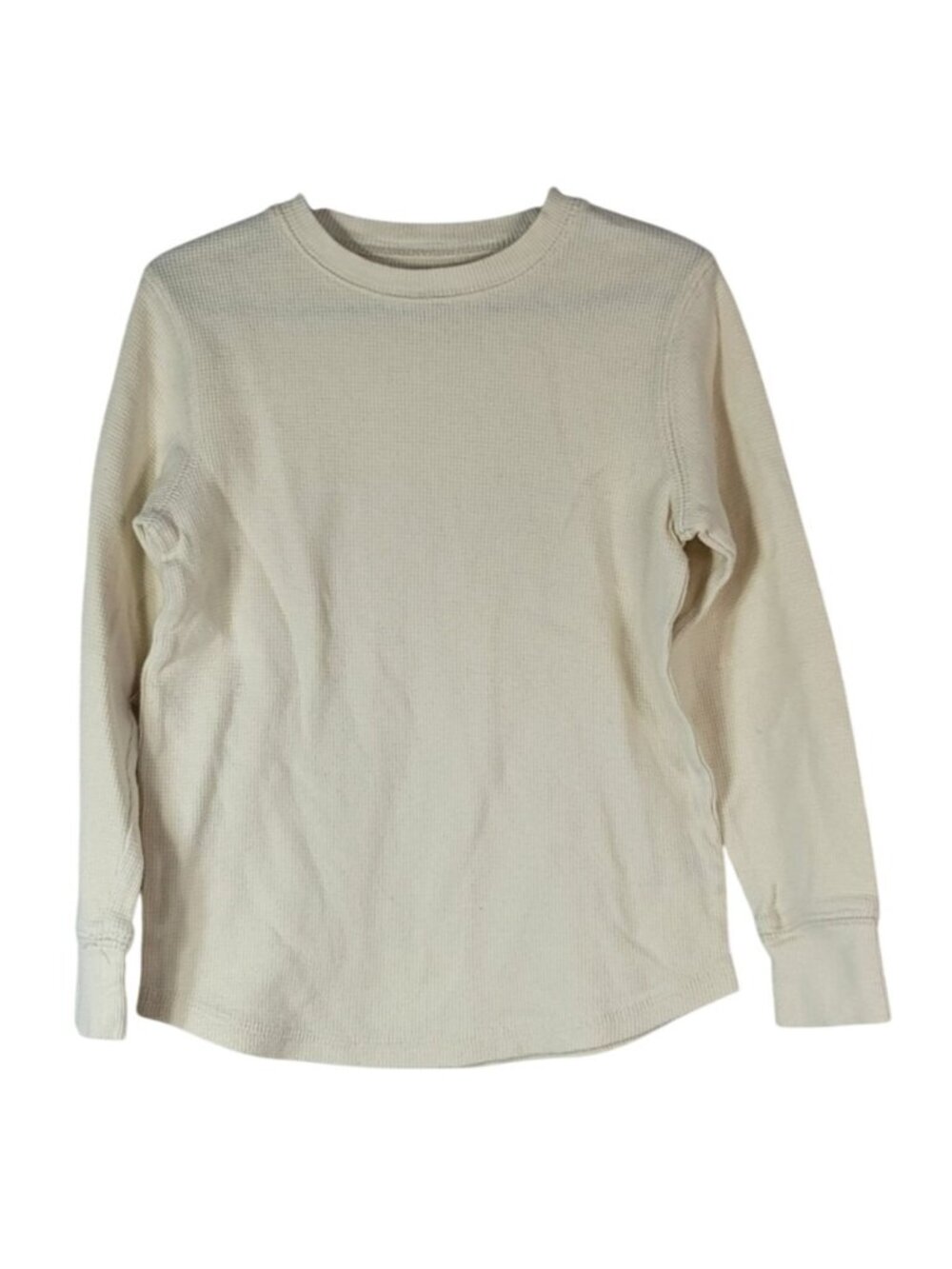 Jumping Beans Boys Waffle Pullover Shirt Cream Size 5 Long Sleeve Cotton Thermal
